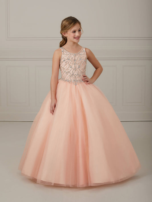 Hand-Beaded Lace and Tulle Scoop Neck Gown