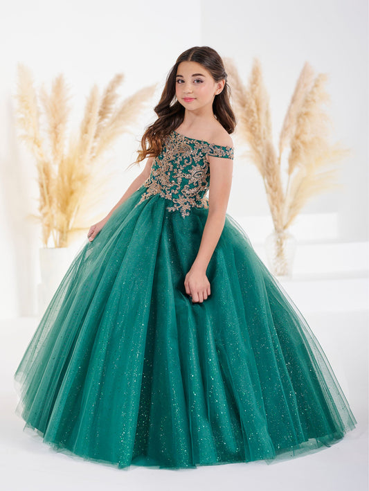 Lace and Sparkle Tulle Off-The-Shoulder Gown