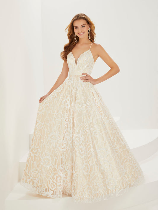 Floral Glitter and Tulle Gown