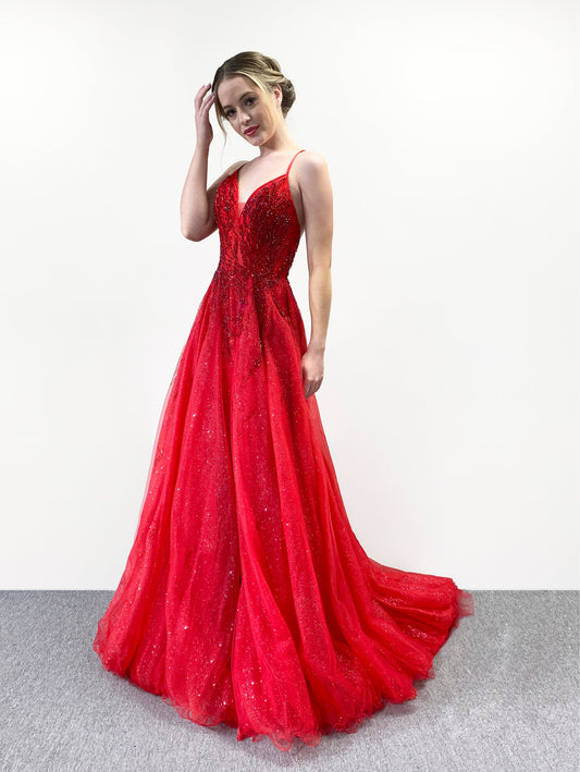 Beaded and Sparkle Tulle Gown