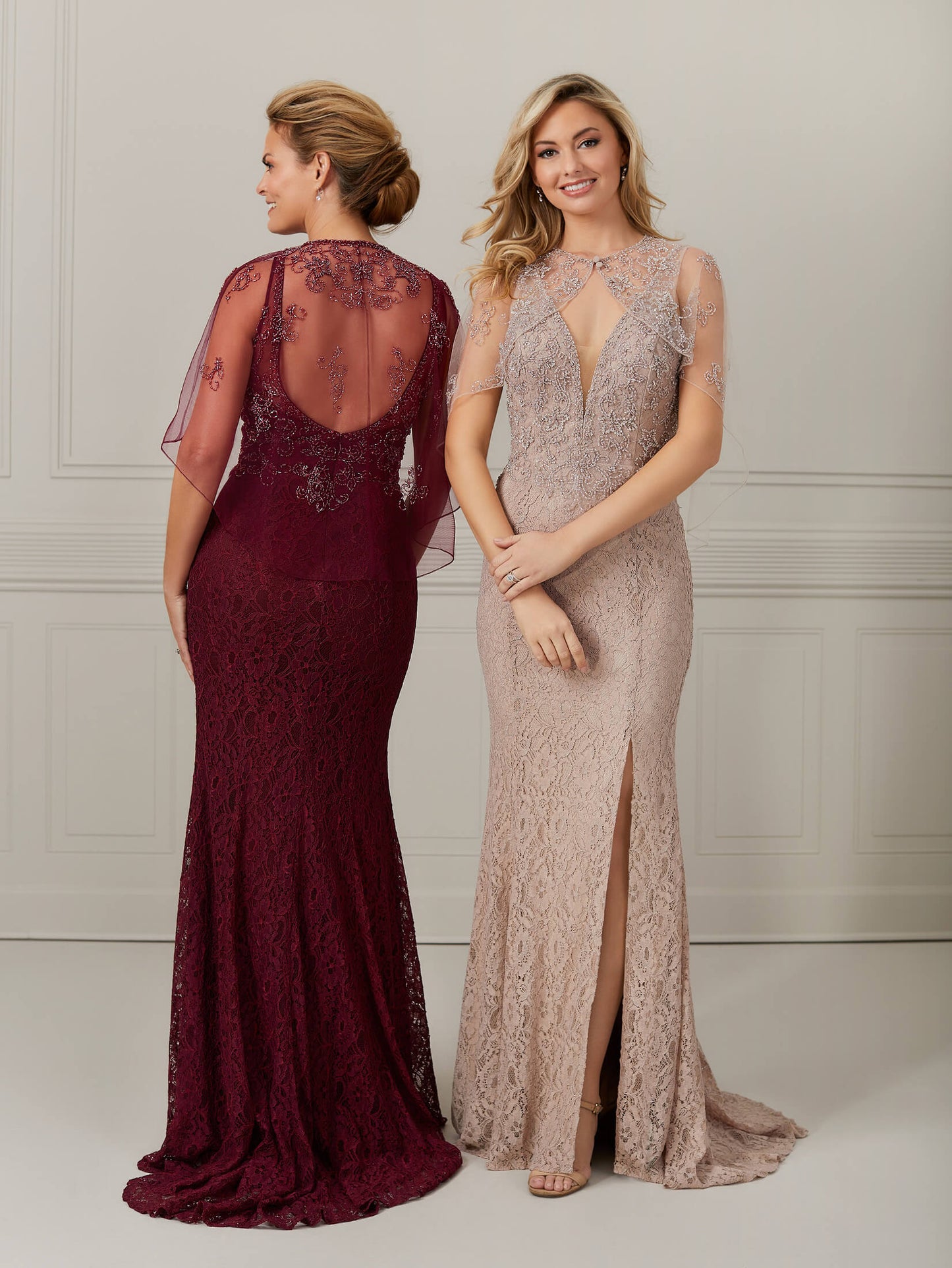 Hand-Beaded Lace Trumpet Gown