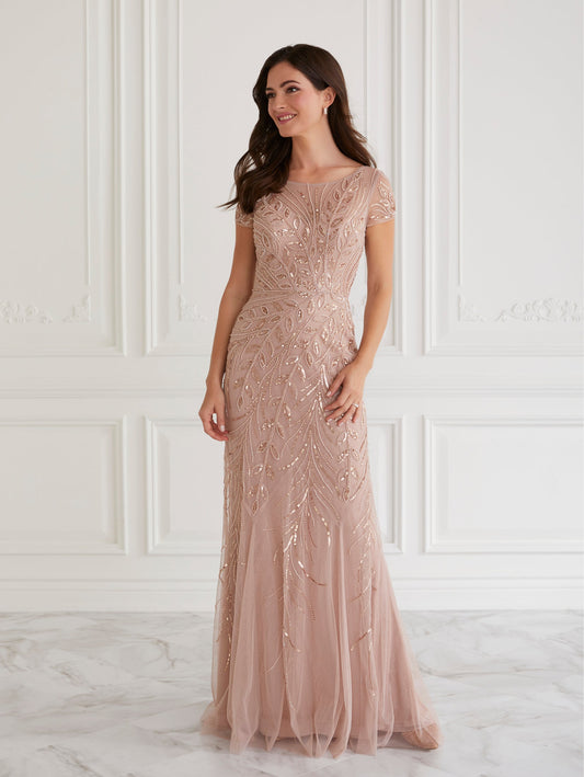 Sequined Godet Gown