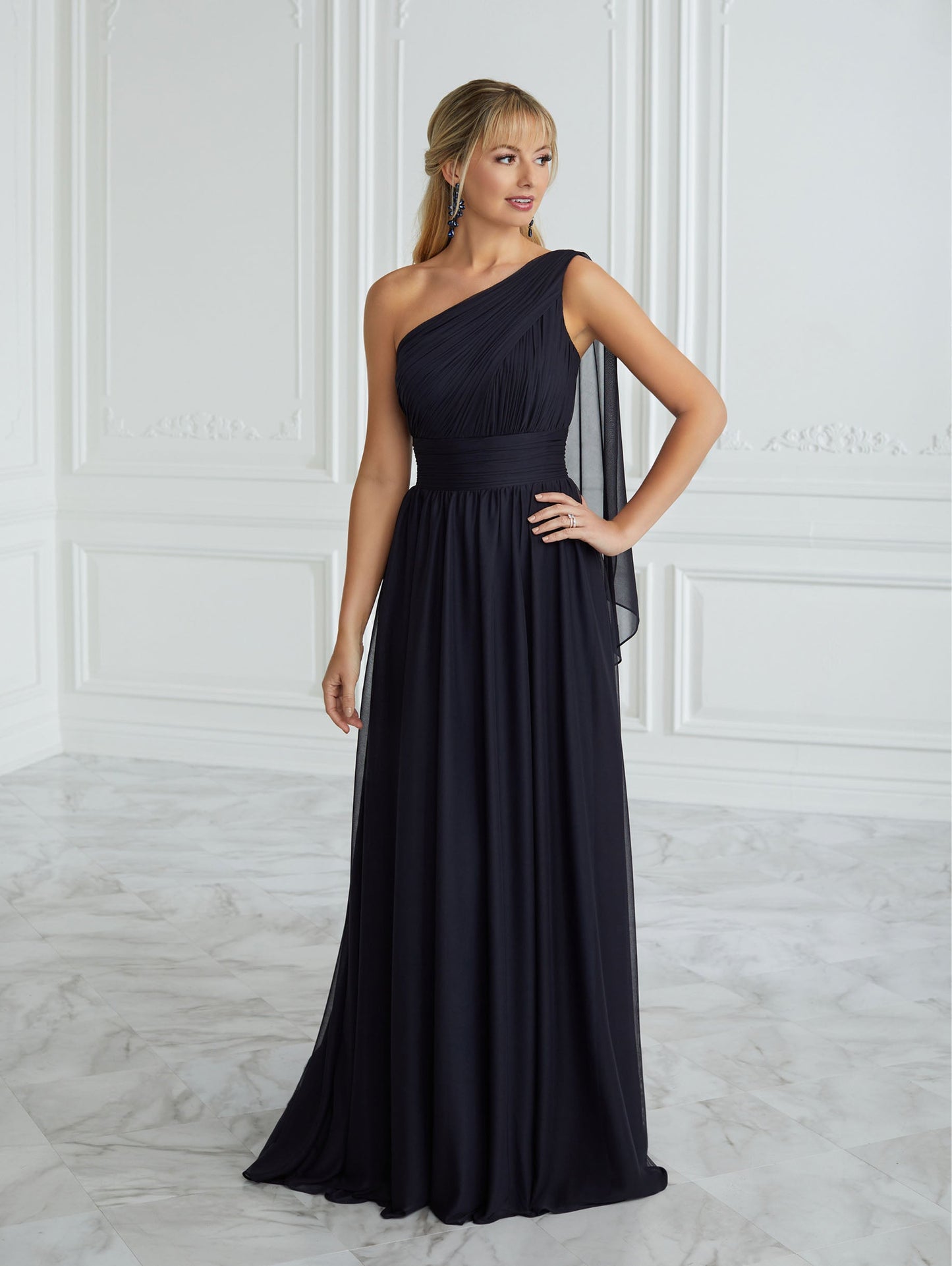 Chiffon One-Shoulder A-Line Gown