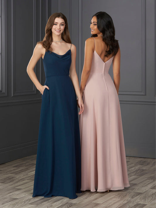 Chiffon Cowl Neckline A-Line Gown