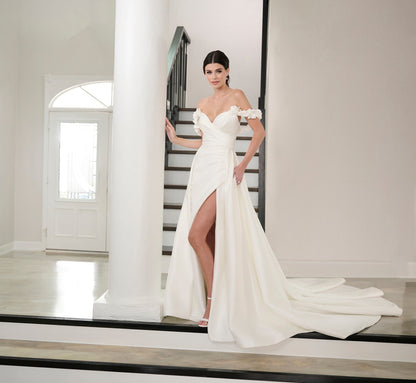 Stretch Mikado Gown In Ivory Nude