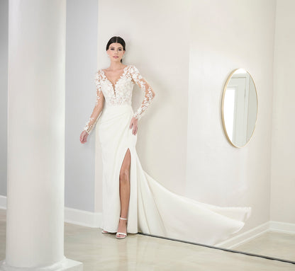 Stretch Matte Charmeuse Gown In Ivory Nude