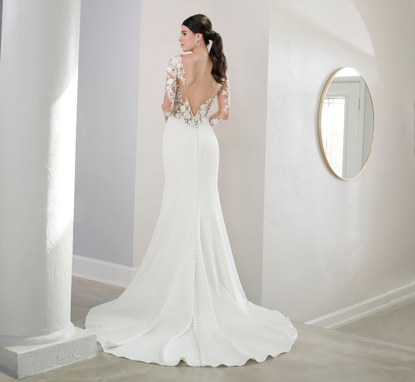 Stretch Matte Charmeuse Gown In Ivory Nude