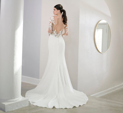 Stretch Matte Charmeuse Gown In Ivory Nude