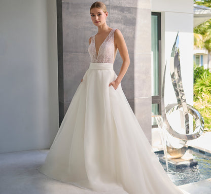 Organza Gown in Ivory Nude