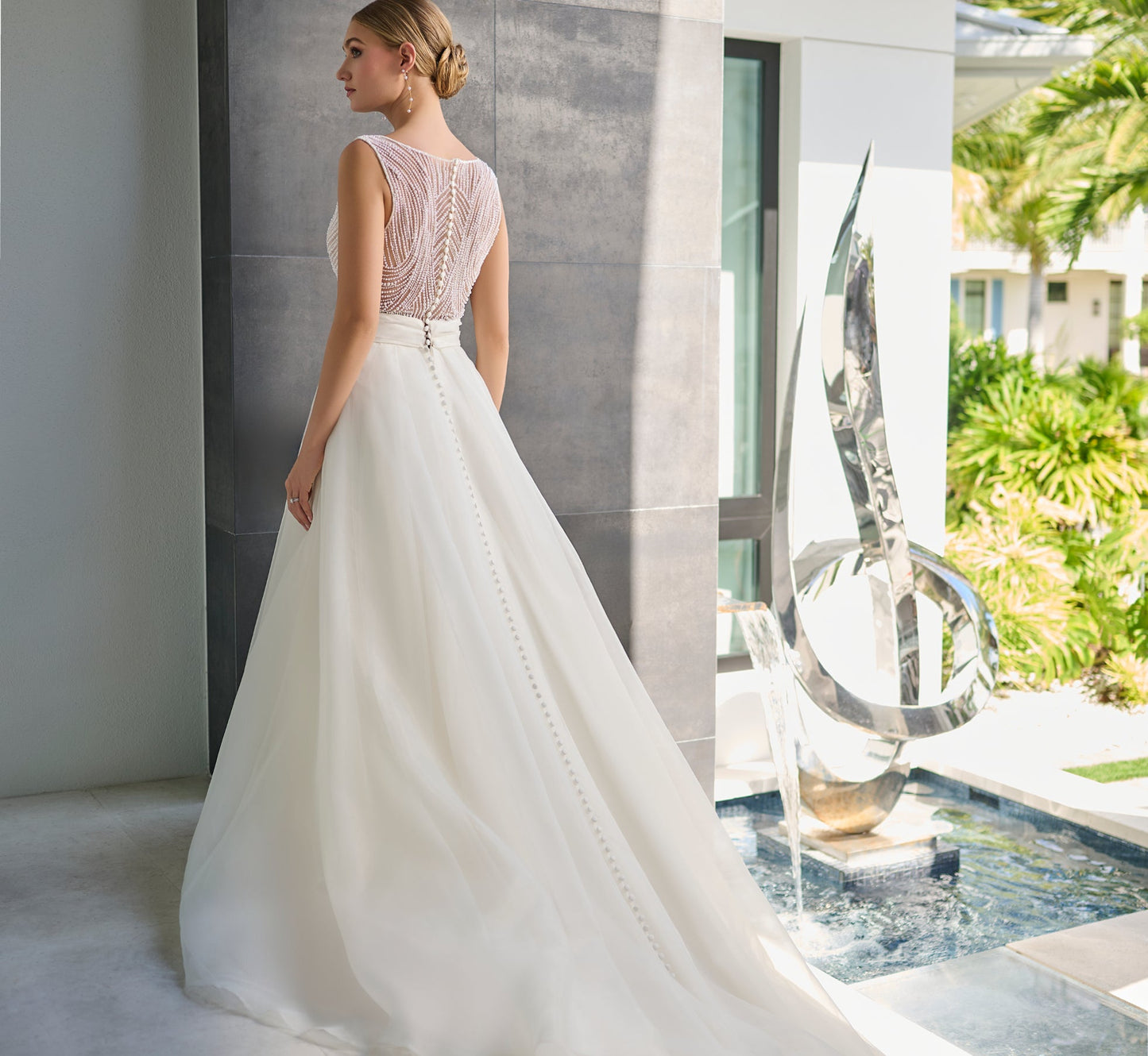 Organza Gown in Ivory Nude