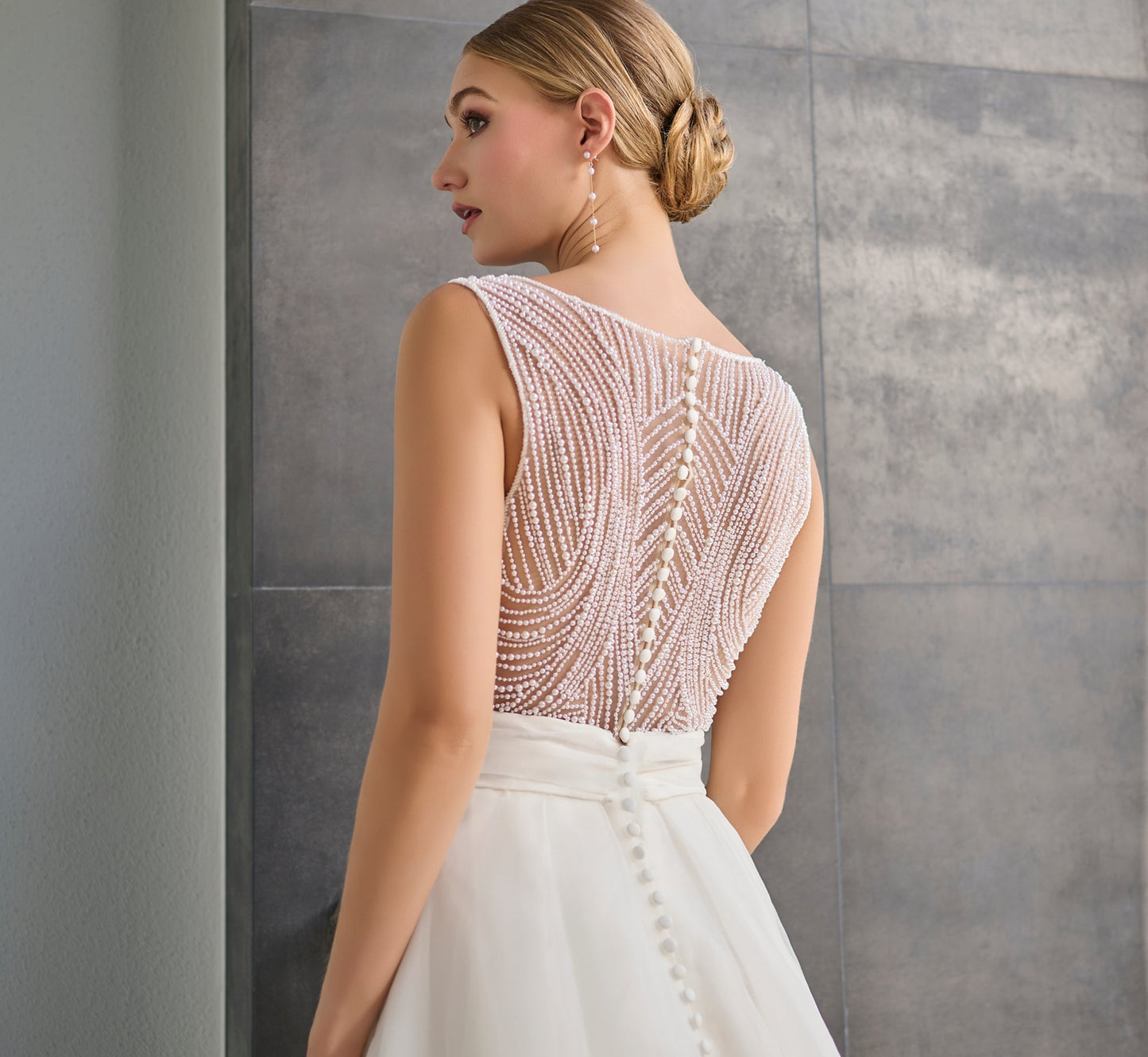 Organza Gown in Ivory Nude