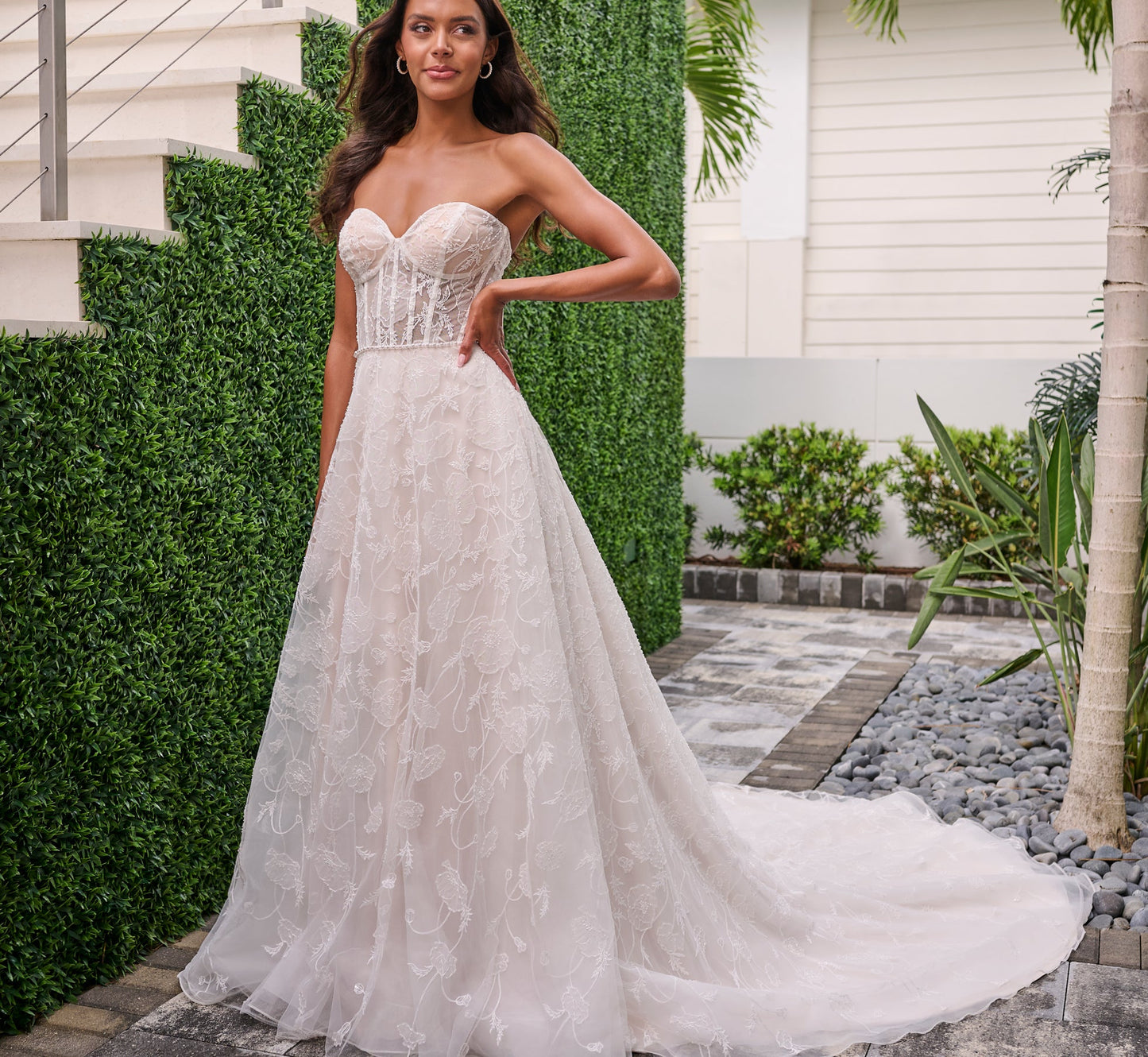 Overlace Tulle A-Line Gown in Ivory Almond Silver