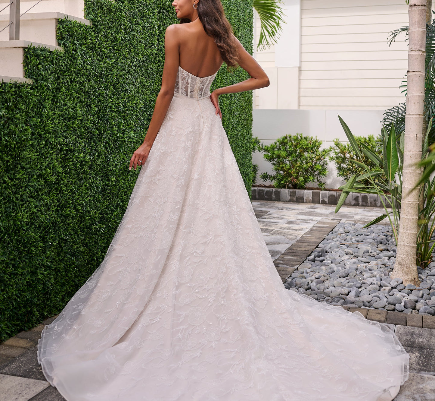 Overlace Tulle A-Line Gown in Ivory Almond Silver