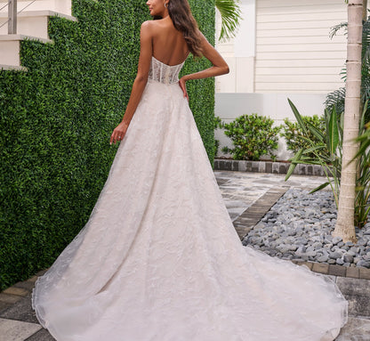 Overlace Tulle A-Line Gown in Ivory Almond Silver