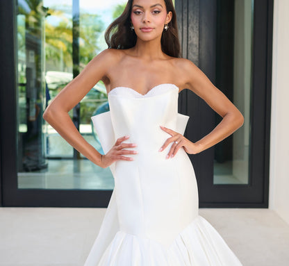 Stretch Mikado Mermaid Gown in Light Ivory