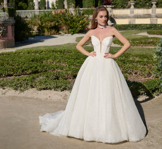 Chantilly lace ballgown in Ivory Nude