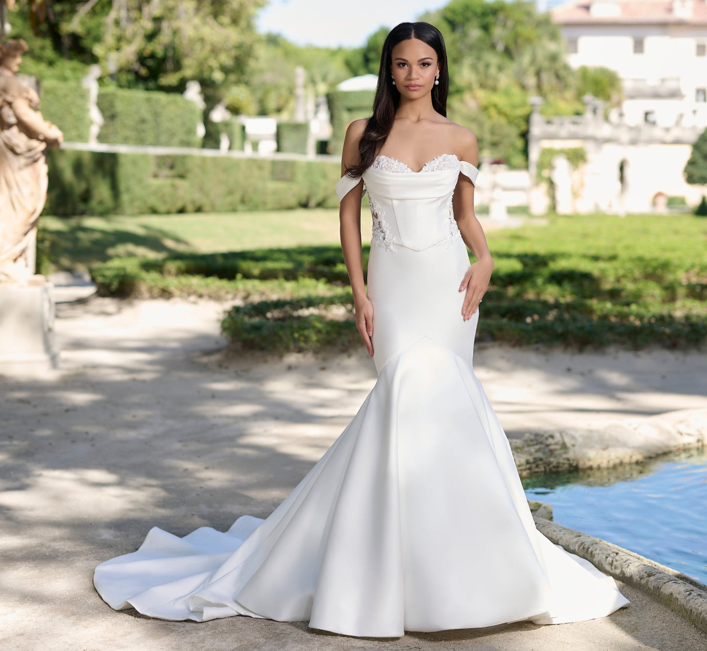 Stretch Mikado Mermaid gown in Ivory