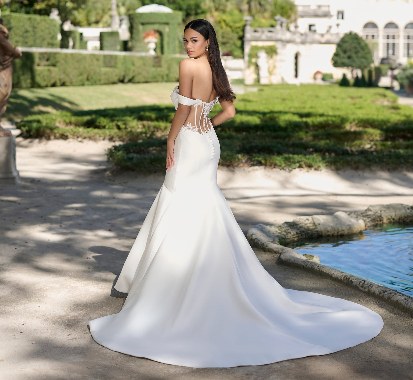 Stretch Mikado Mermaid gown in Ivory