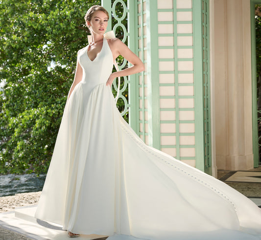 Georgette A-line gown in Ivory