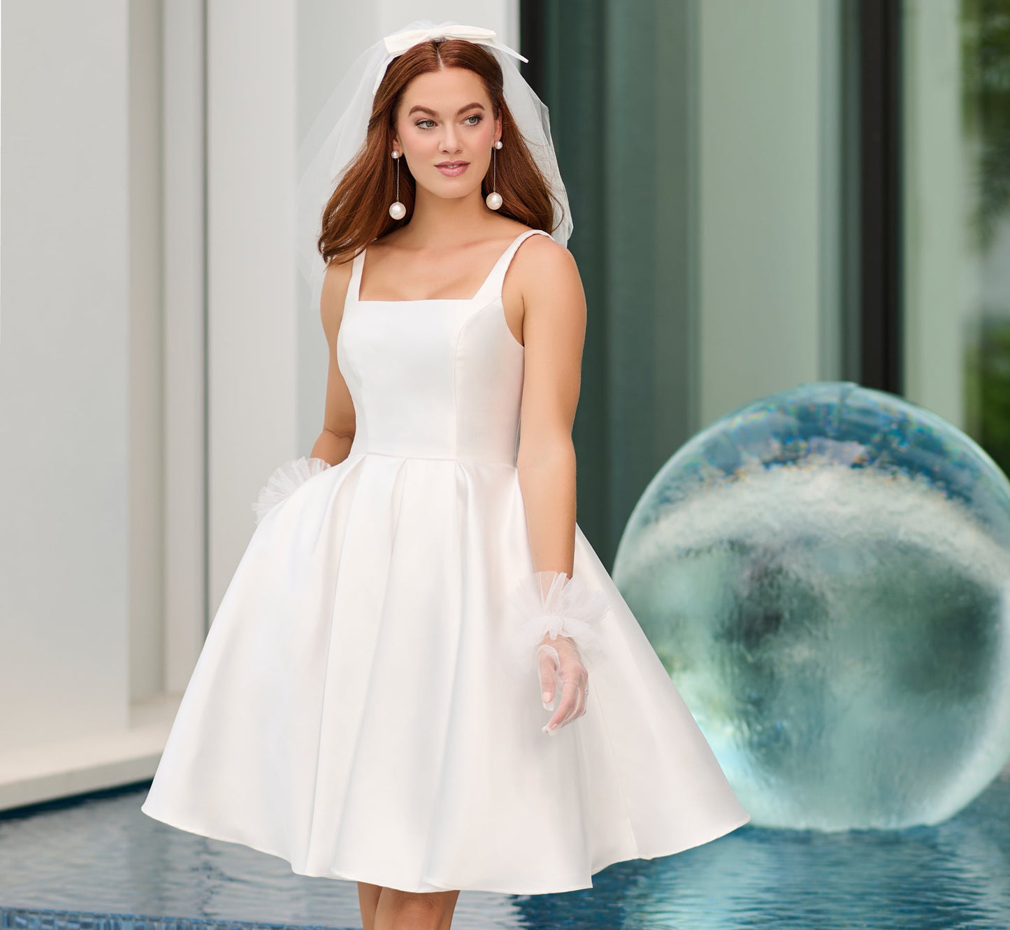 Mikado Short Skirt in Ivory