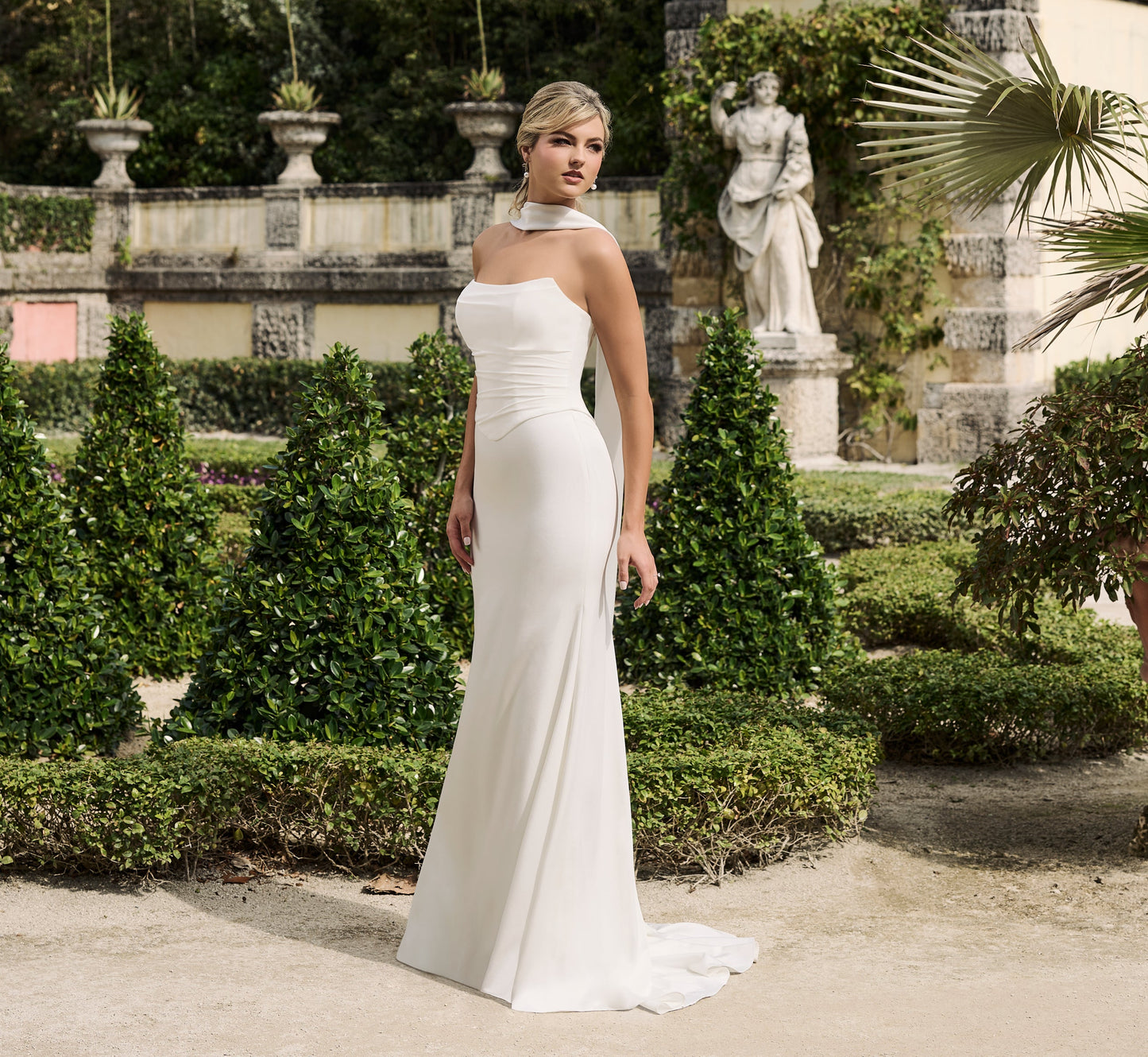 Stretch Matte Charmeuse 2 piece gown in Ivory