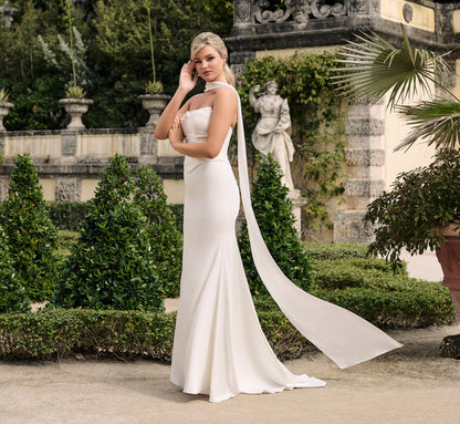 Stretch Matte Charmeuse 2 piece gown in Ivory