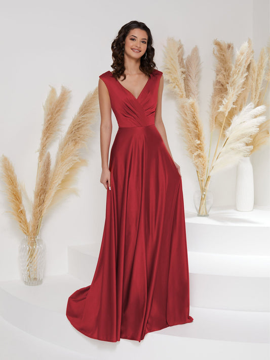 Pleated A-Line Gown with Sweep Train