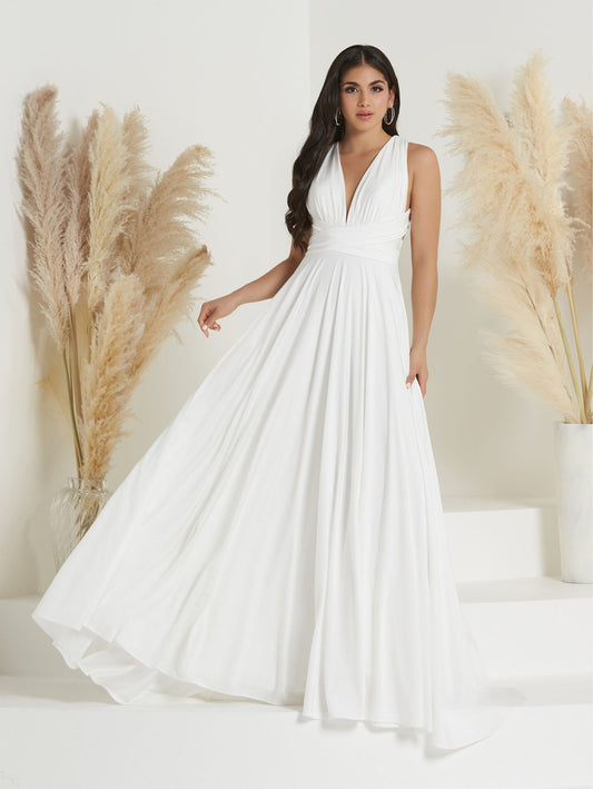 Tie Panel A-Line Gown