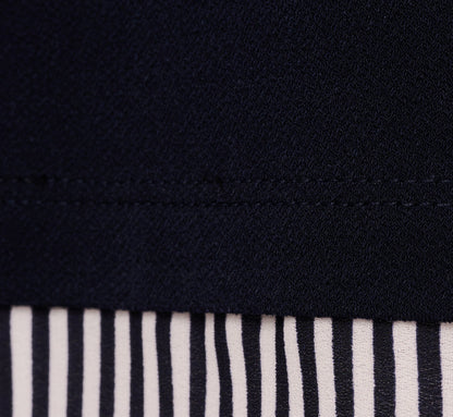 Three Quarter Sleeve Sweater With Button Down Accents In Navy W  Navy Ivry Small Stripe