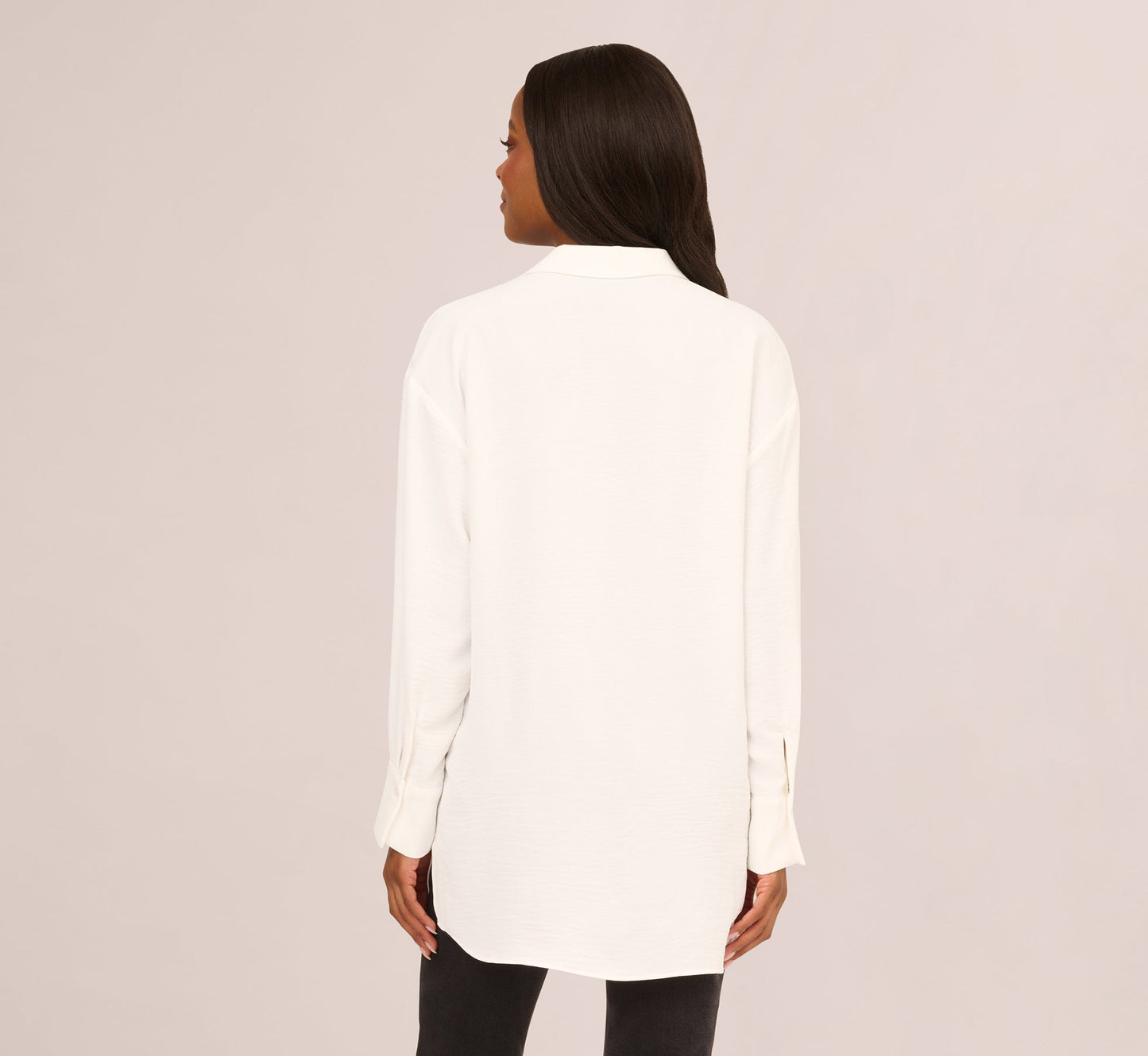 Long Sleeve Button Front Airflow Blouse In Ivory