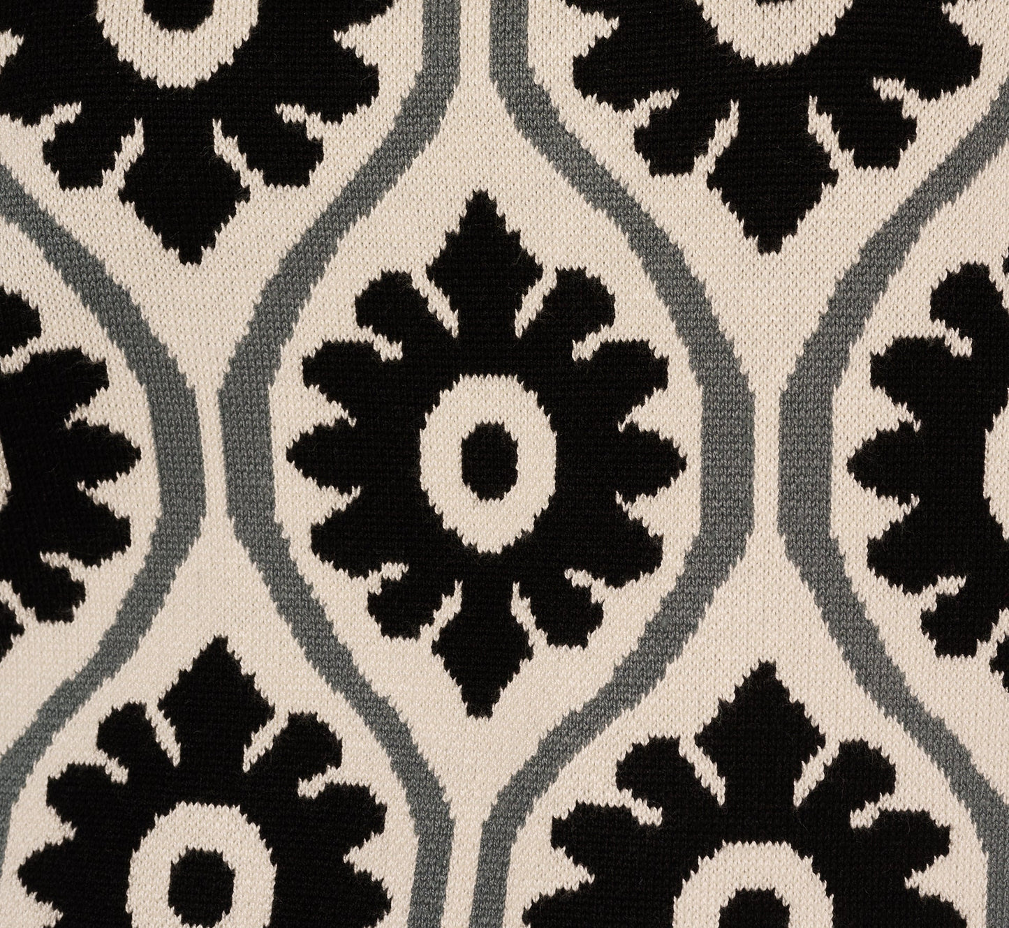 Floral Print Crew Neck Pullover Sweater In Cream Sea Green Black