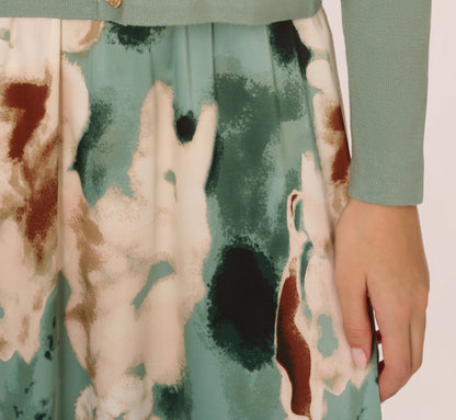 Ruffle Sailor Collar Cardigan In Sage Milieu