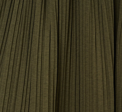 Micropleated Printed A Line Midi Skirt In Olivine