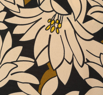 Rope Belt Floral Printed Wide Leg Pant In Black Olive Lily