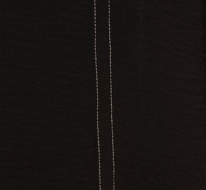 Contrast Stitching A Line Midi Skirt In Black Ivory