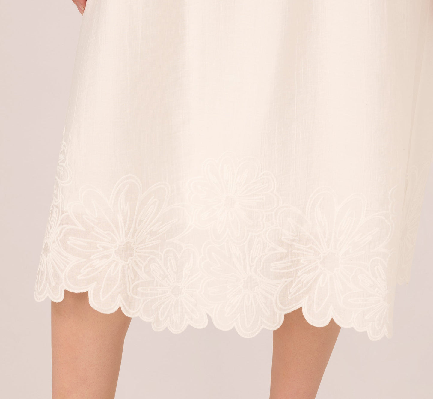 Floral Embroidered Hem Midi Skirt In Ivory