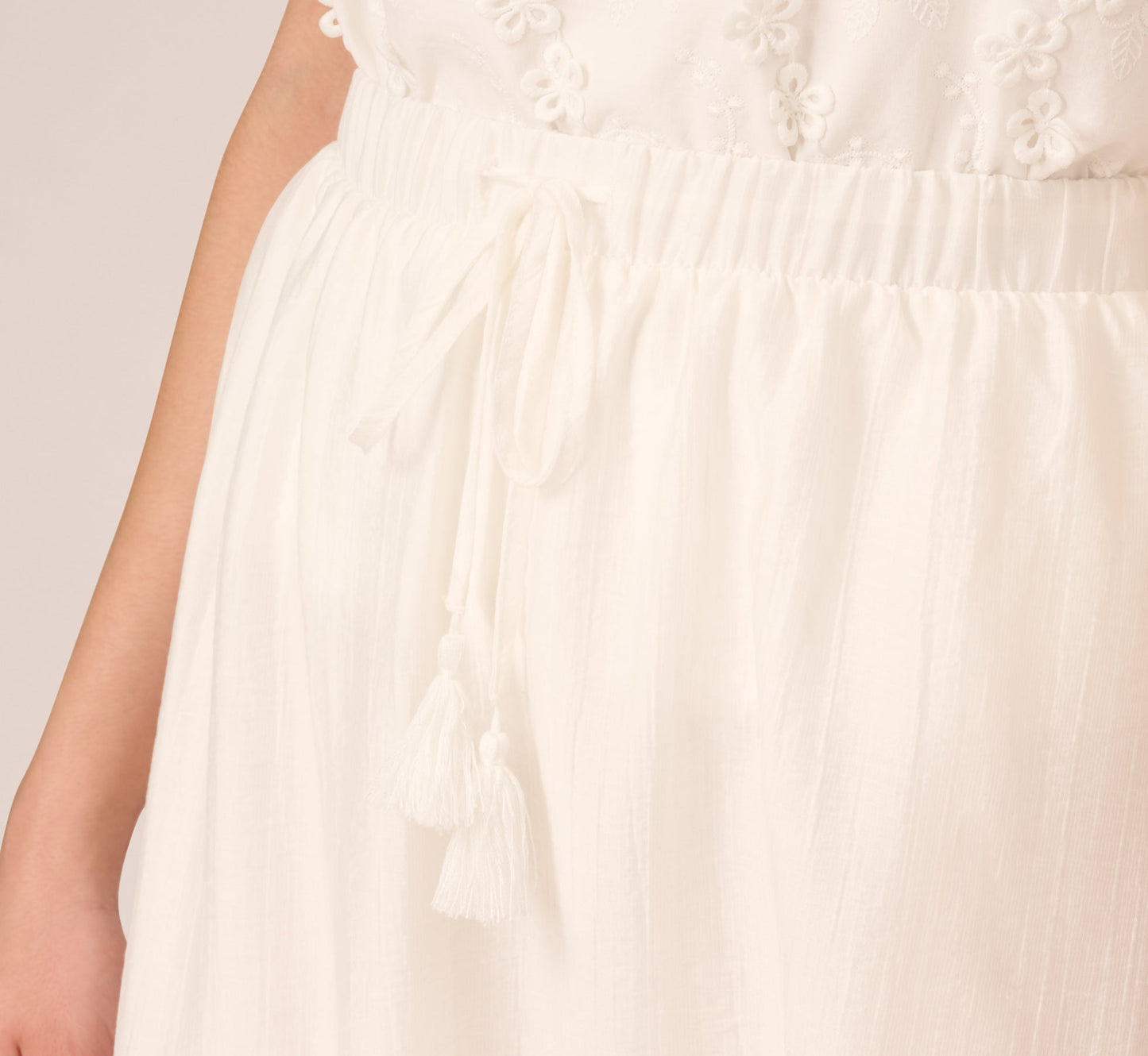 Floral Embroidered Hem Midi Skirt In Ivory