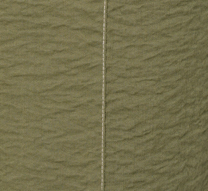 Contrast Stitching Crinkle Midi Pant In Oil Green Ivory