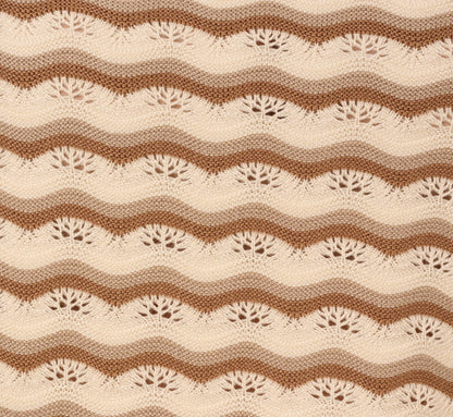 Cap Sleeve Wavy Pointelle Knit Top In Neutral Combo