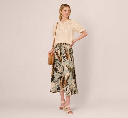 Puff Sleeve Lace Yoke Top In Barely Beige