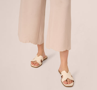 Embroidered Airflow Top And Wide Leg Pant Set In Pebble