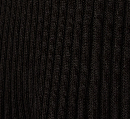 Flutter Sleeve Ribbed Cable Midi Dress In Black