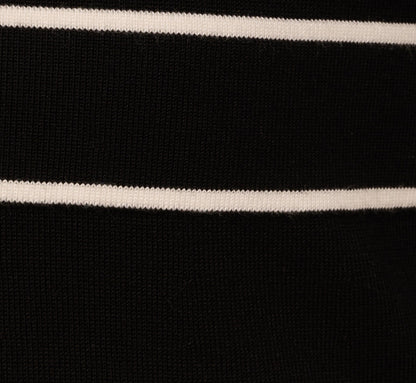 Long Sleeve Contrast Tipped Sweater Dress In Black Ivory