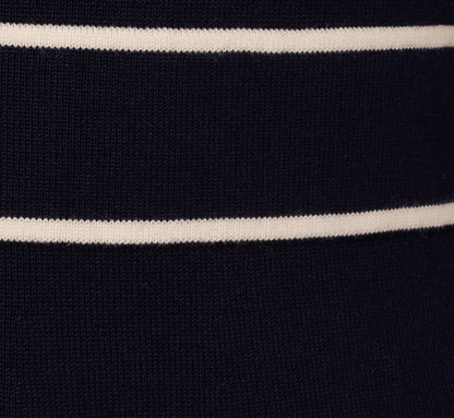 Long Sleeve Contrast Tipped Sweater Dress In Blue Moon Ivory