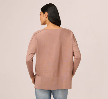 Long Sleeve Drop Shoulder Pullover Sweater Top In Cocoa