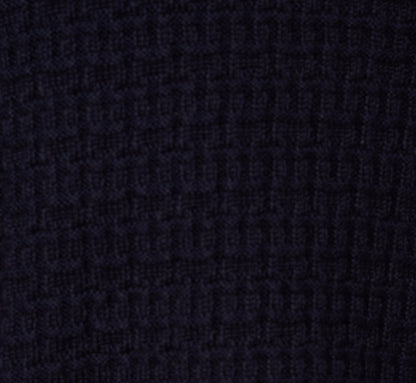 Short Sleeve Waffle Weave Polo Shirt In Navy