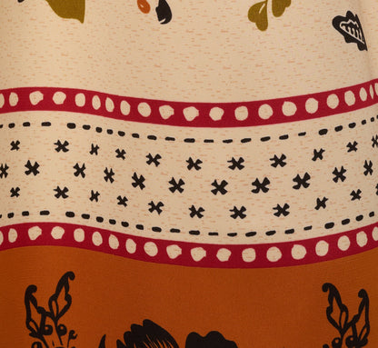 Tie Front Floral Printed Midi Skirt In Tropic Border Vine