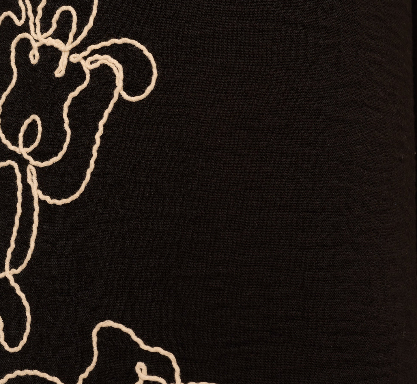 Wide Leg Floral Embroidered Pant In Black Cream