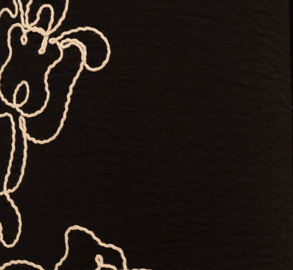 Wide Leg Floral Embroidered Pant In Black Cream