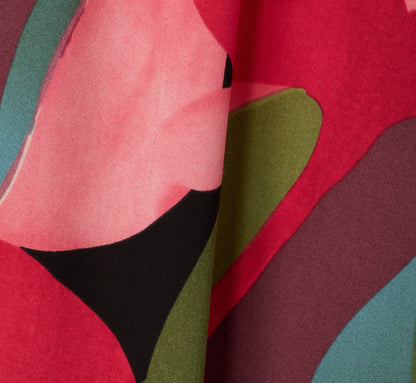 Printed A Line Drawstring Midi Skirt In Mosiac Leaves